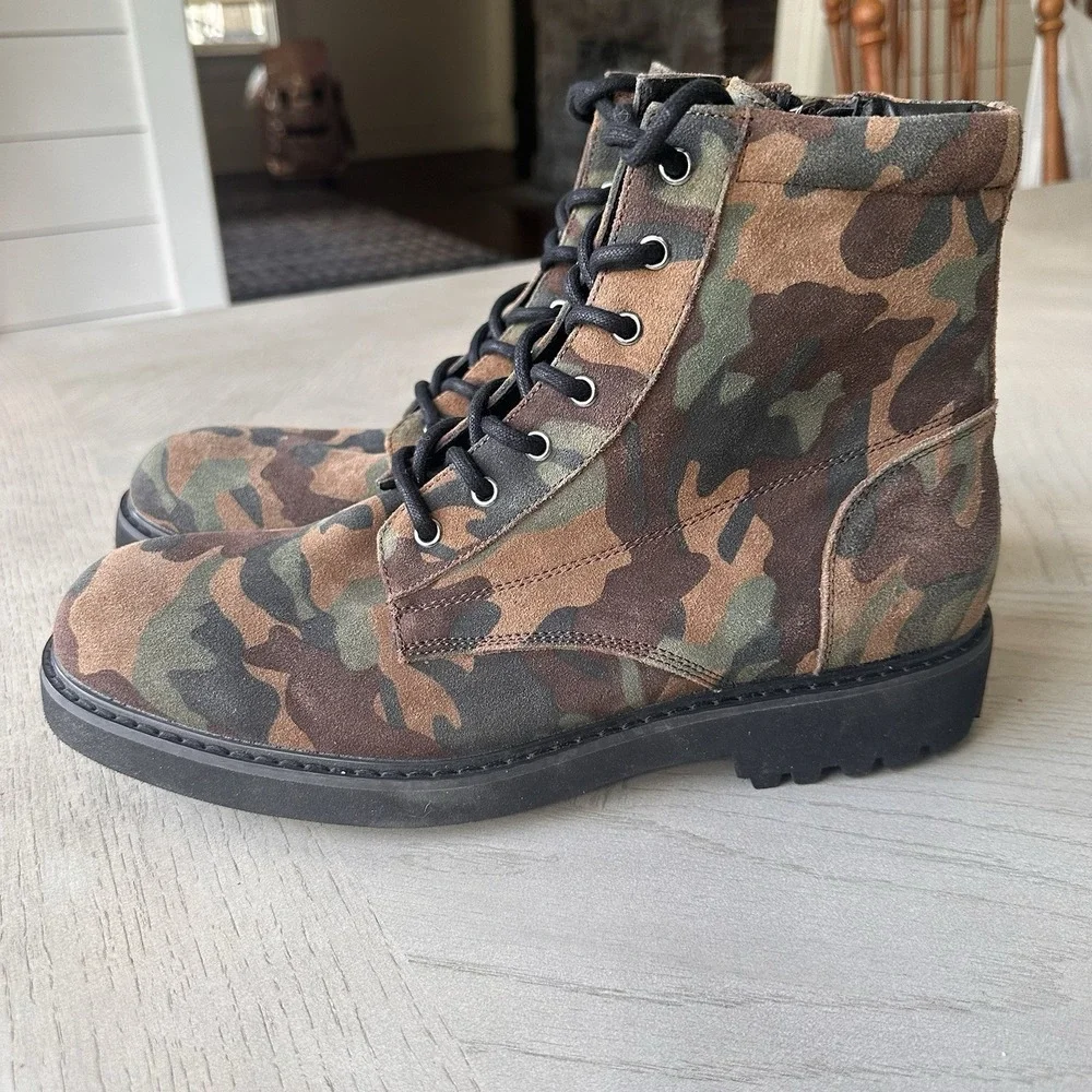 INC Mens Wilder‎ Suede Camo Ankle Boots 11 Combat Lug Sole Army Grunge Goth